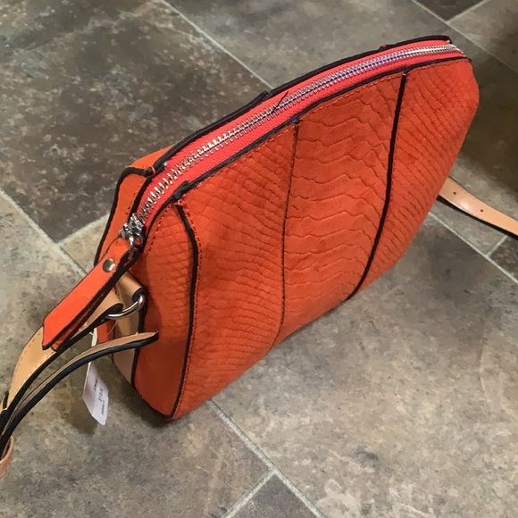 Neiman Marcus Orange Crossbody Shoulder Bag Medium Animal Embossed Print - Picture 8 of 8